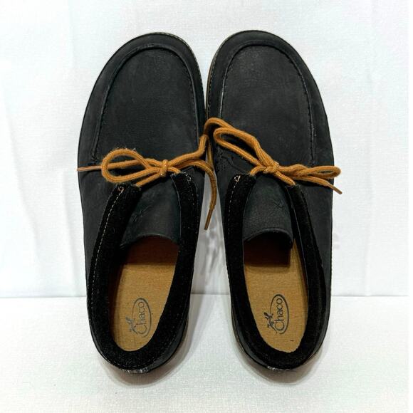 Chaco Women's Size 9 Pineland Moc Chukka Shoes Black Leather Tan Laces - Picture 5 of 11